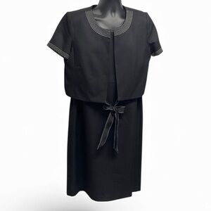 Studio I Black 2 Piece Dress Suit Size 14 Midi Jacket Set Formal